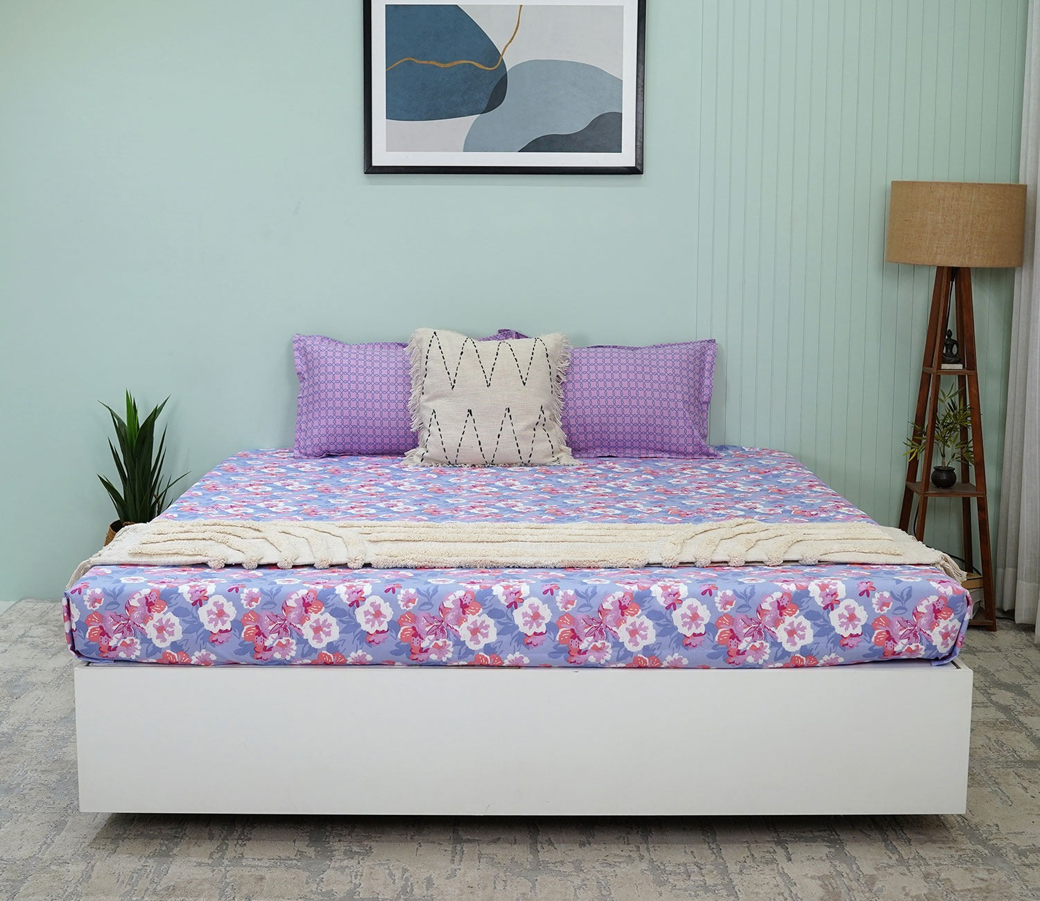 Blossom Celebration Queen Size Bedsheet (Pink)
