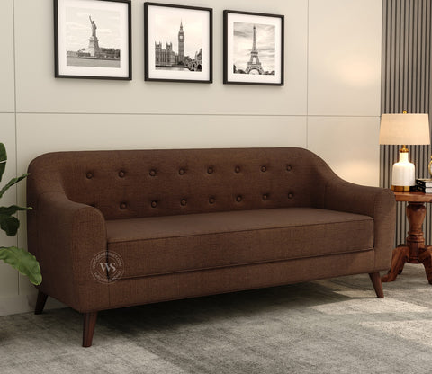 Sibert 3 Seater Fabric Sofa (Mocha Brown)