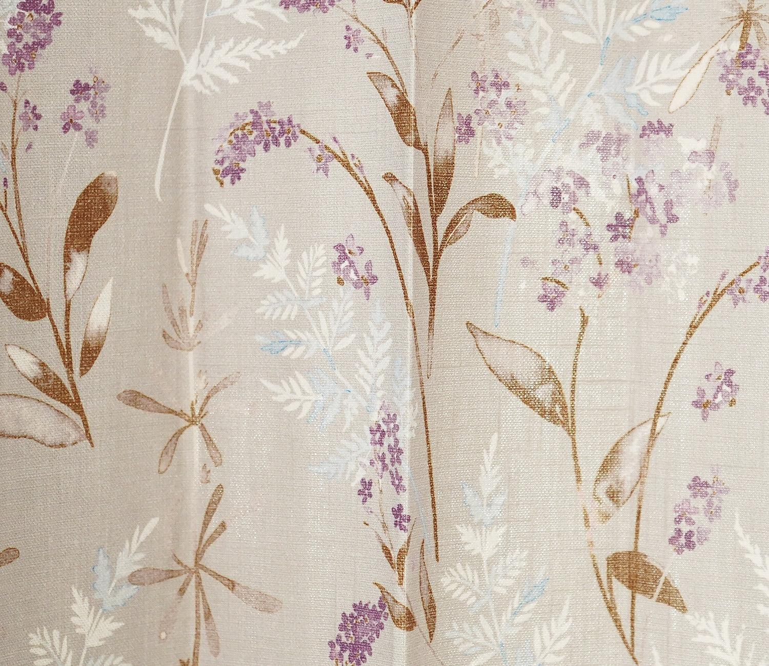 Fossil Daisy Uplands Floral Print Light-Filtering Door Curtains Set of 2 (Beige, 7 Feet)