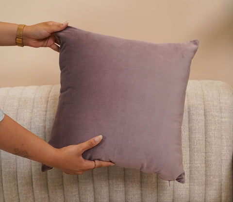 Cupid Velvet Cushion Cover - Pack of 1 (16 x 16 Inch, Salmon Pink)