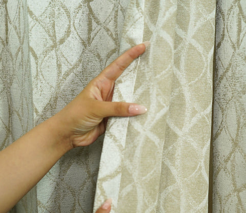 Spiral Patterned 1 Piece Blackout Curtain (Beige, 7 Feet)