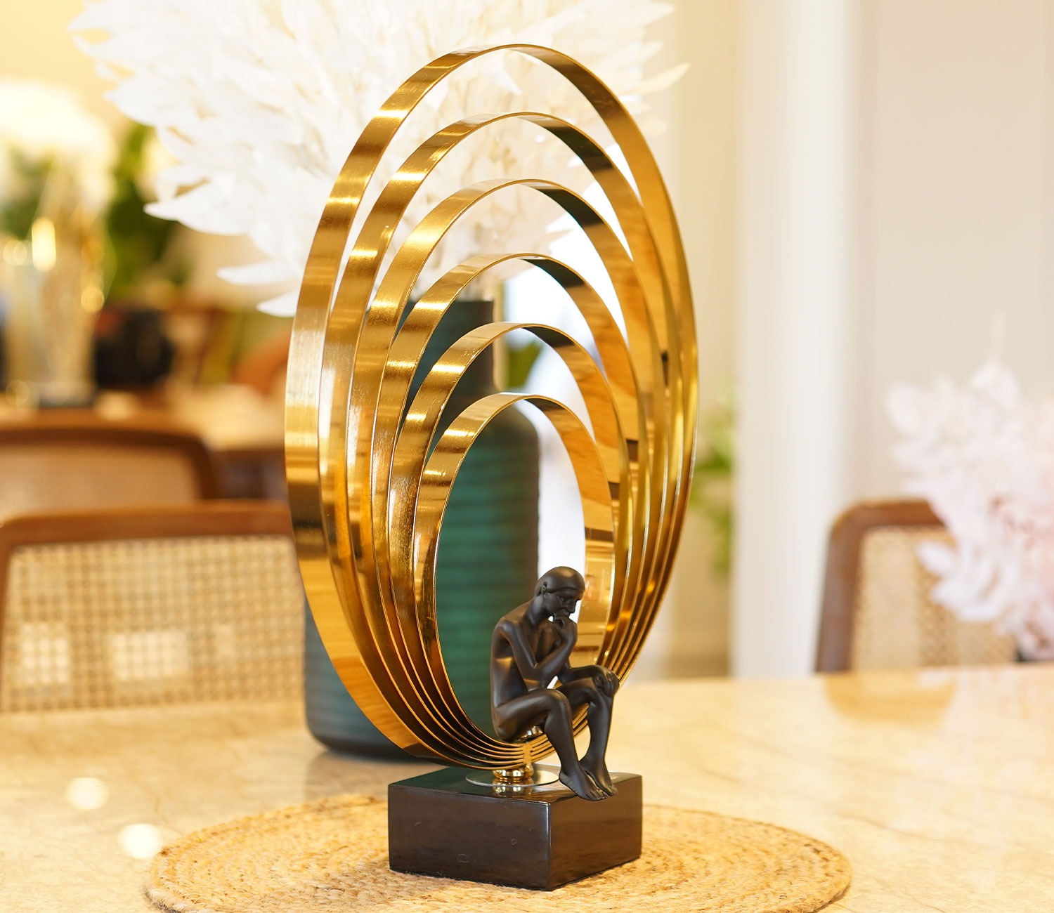 Golory Black Human Table Showpiece
