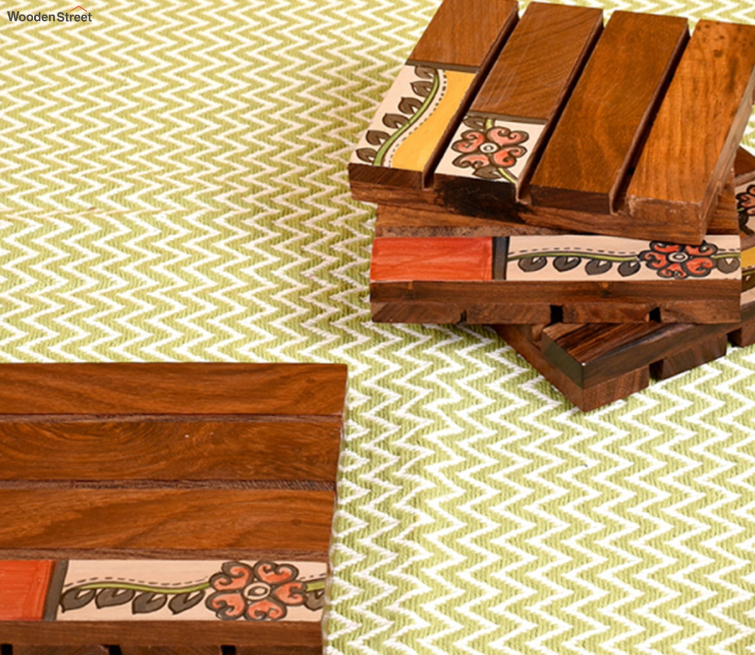 Tribal Art Wooden Handcrafted Coaster - Set of 4