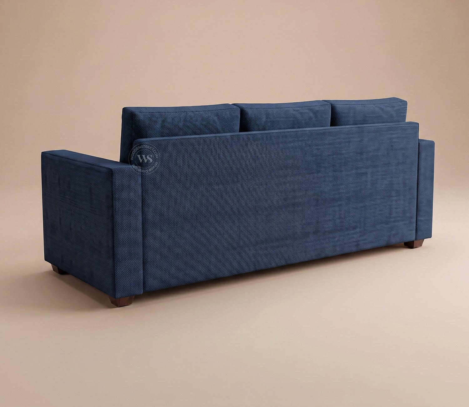 Albus 3 Seater Fabric Sofa (Cotton, Iris Blue)