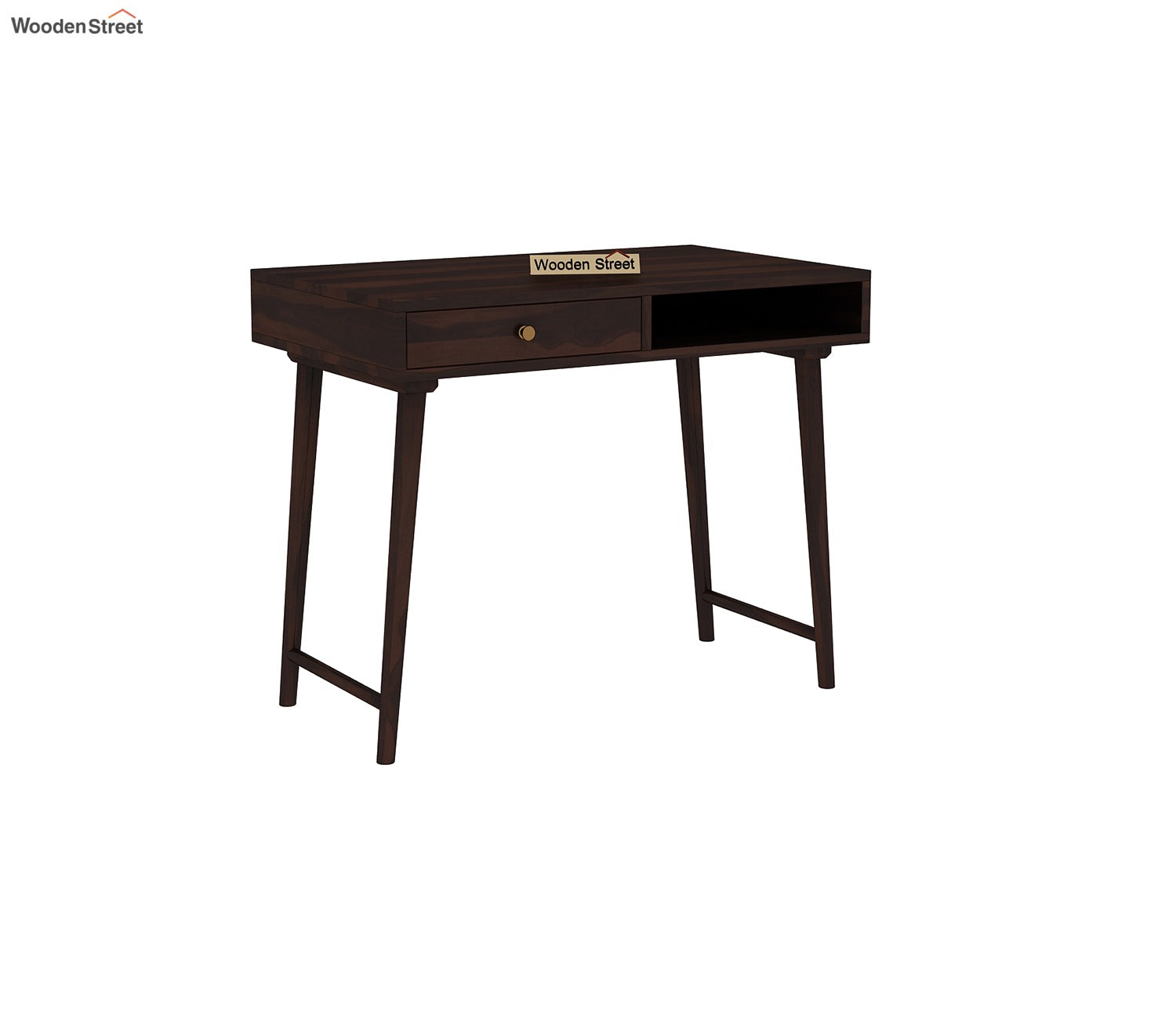 Lynton Study Table with Drawer and Open Storage (Walnut Finish)