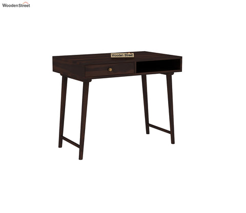 Lynton Study Table with Drawer and Open Storage (Walnut Finish)