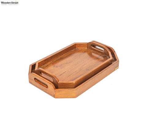 Cosmos Mango Wood Handcrafted Octagonal Serving Tray - (Set of 2)