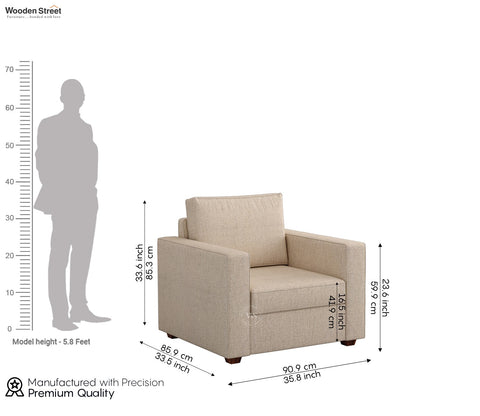 Albus 3+1+1 Seater Fabric Sofa Set (Cotton, Jade Ivory)