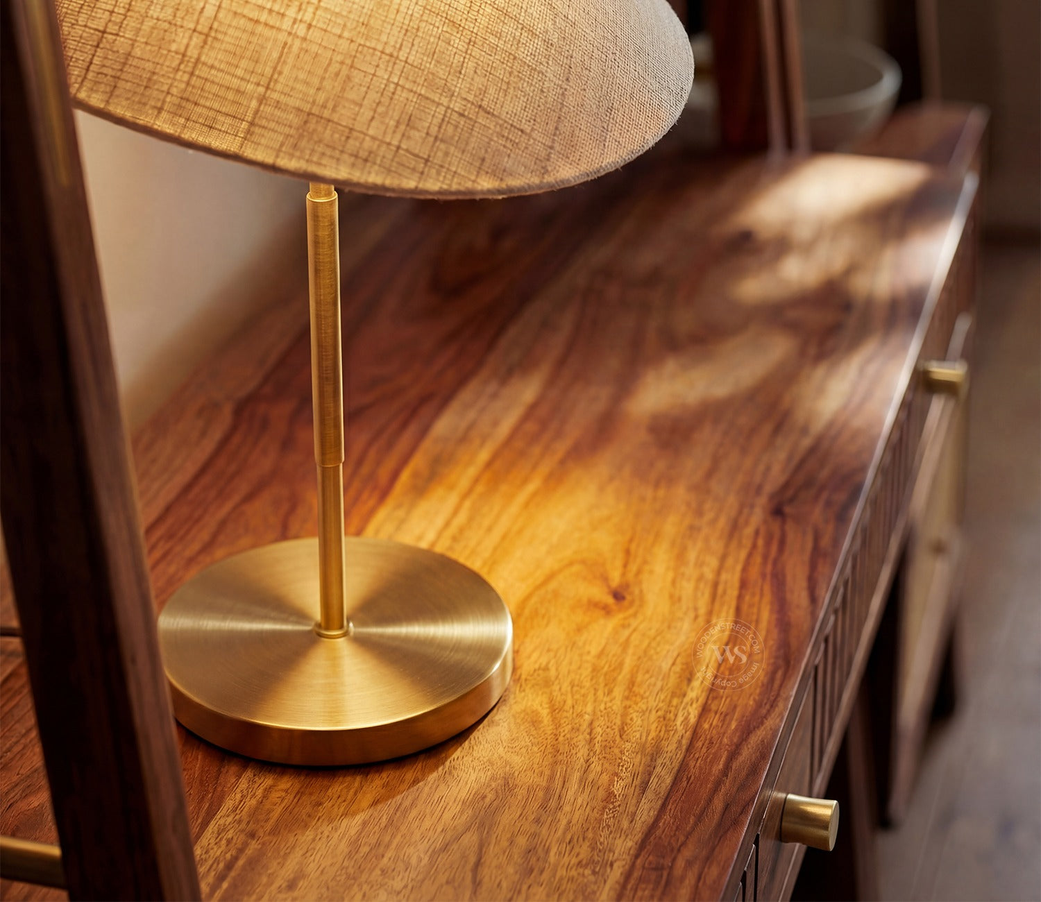 Vyas Sheesham Wood Study Table with Cane Accent, Drawers, Closed and Open Shelves (Teak Finish)
