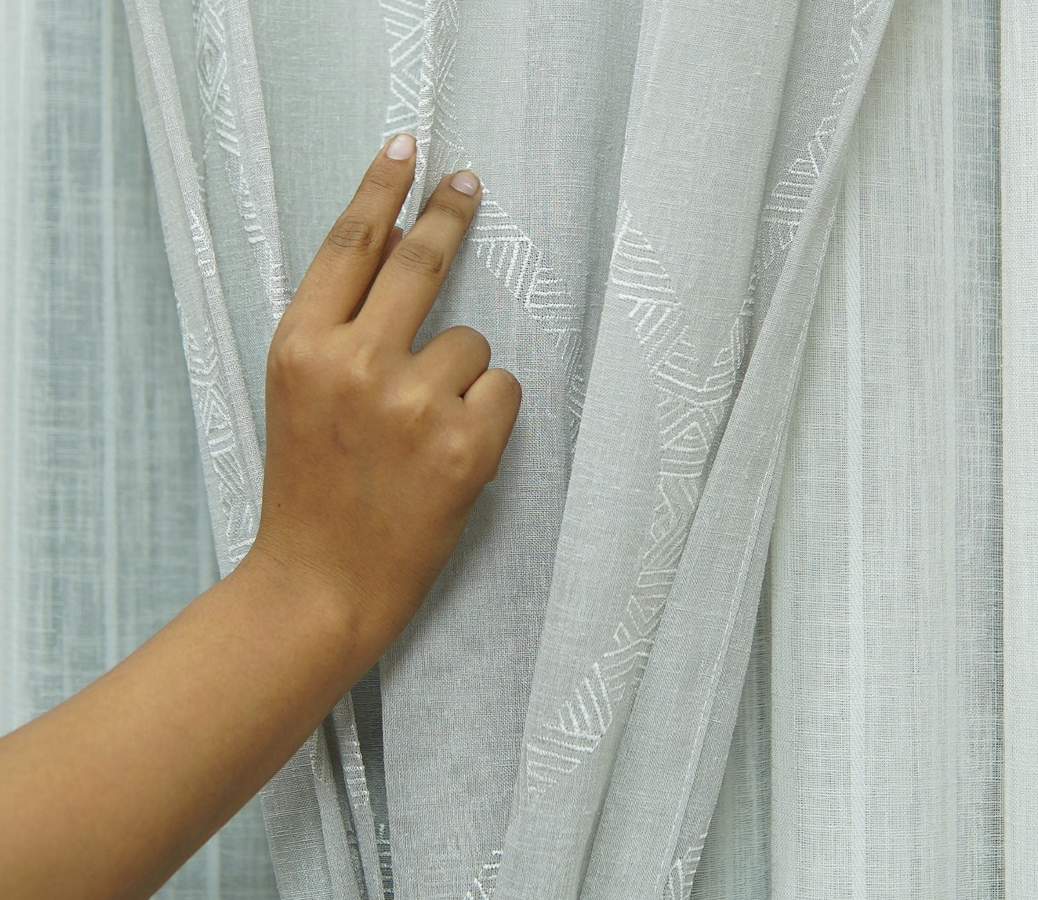 Twisted Sheer Door Curtains Set of 2 (Grey, 7 Feet)
