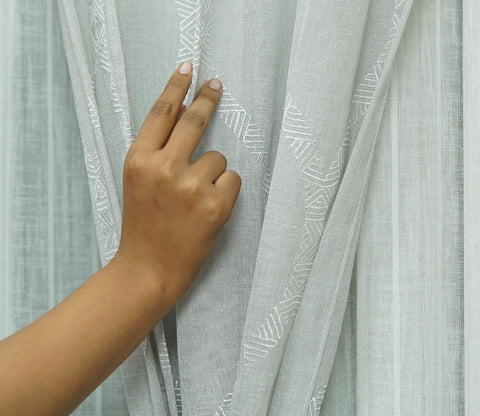 Twisted Sheer Door Curtains Set of 2 (Grey, 7 Feet)