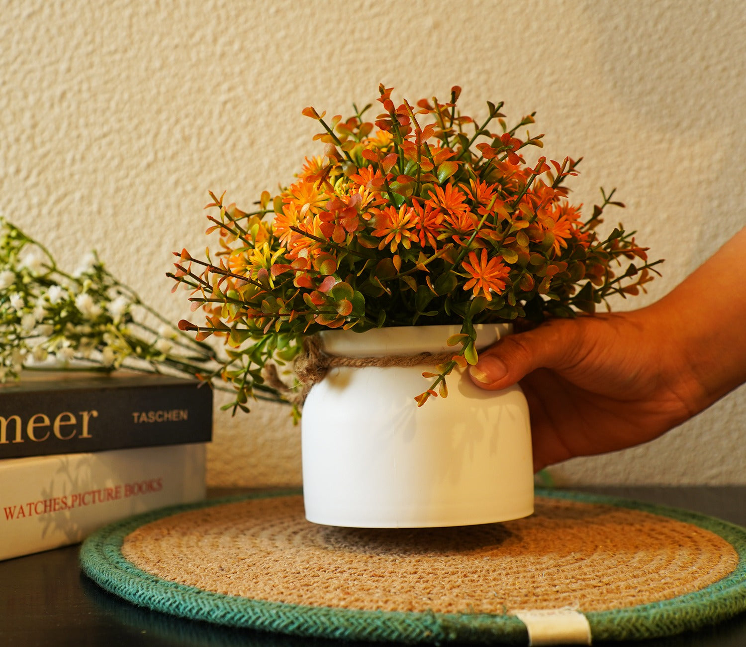 Magnificat Artificial Flowers With Pot (Orange)