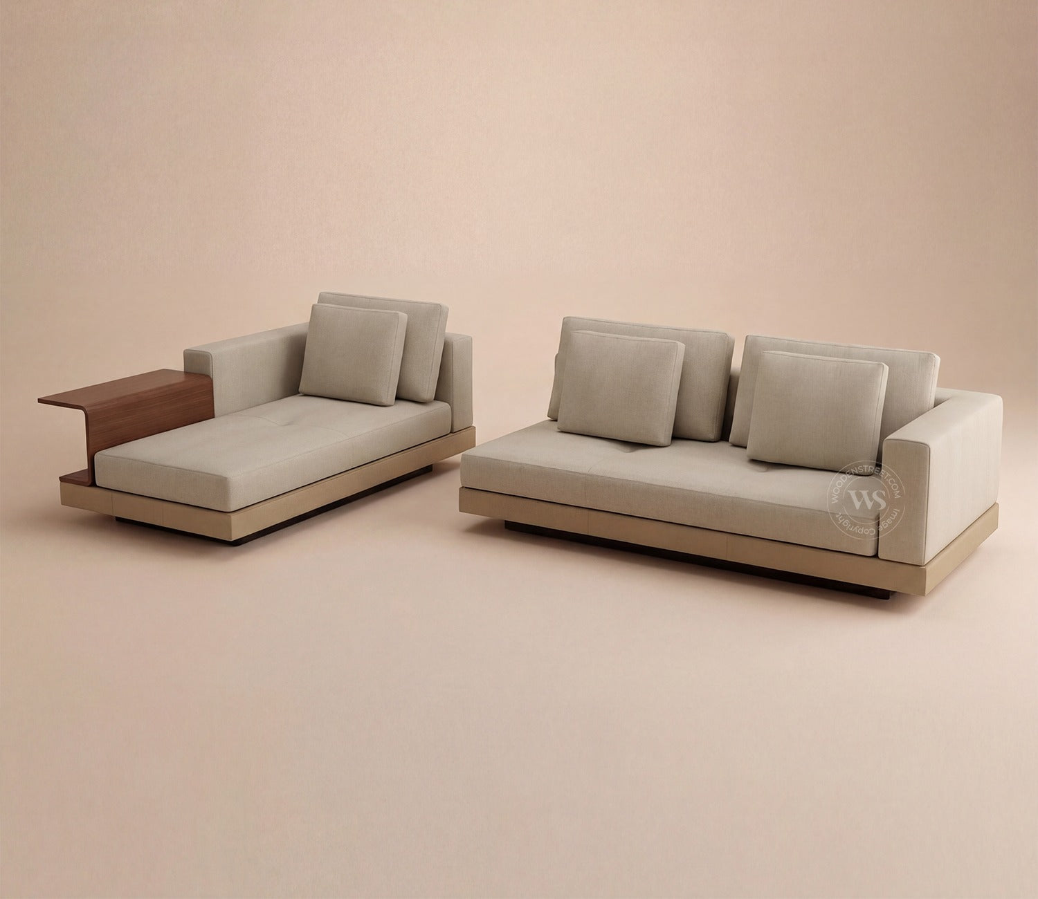 Matrix L-Shape Left Align 5 Seater Premium Sectional Fabric Sofa (Cottage Ivory)