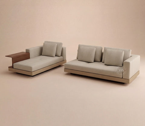 Matrix L-Shape Left Align 5 Seater Premium Sectional Fabric Sofa (Cottage Ivory)