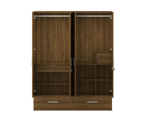 Kosmo Linden 4 Door Wardrobe with Mirror (Exotic Teak Finish)