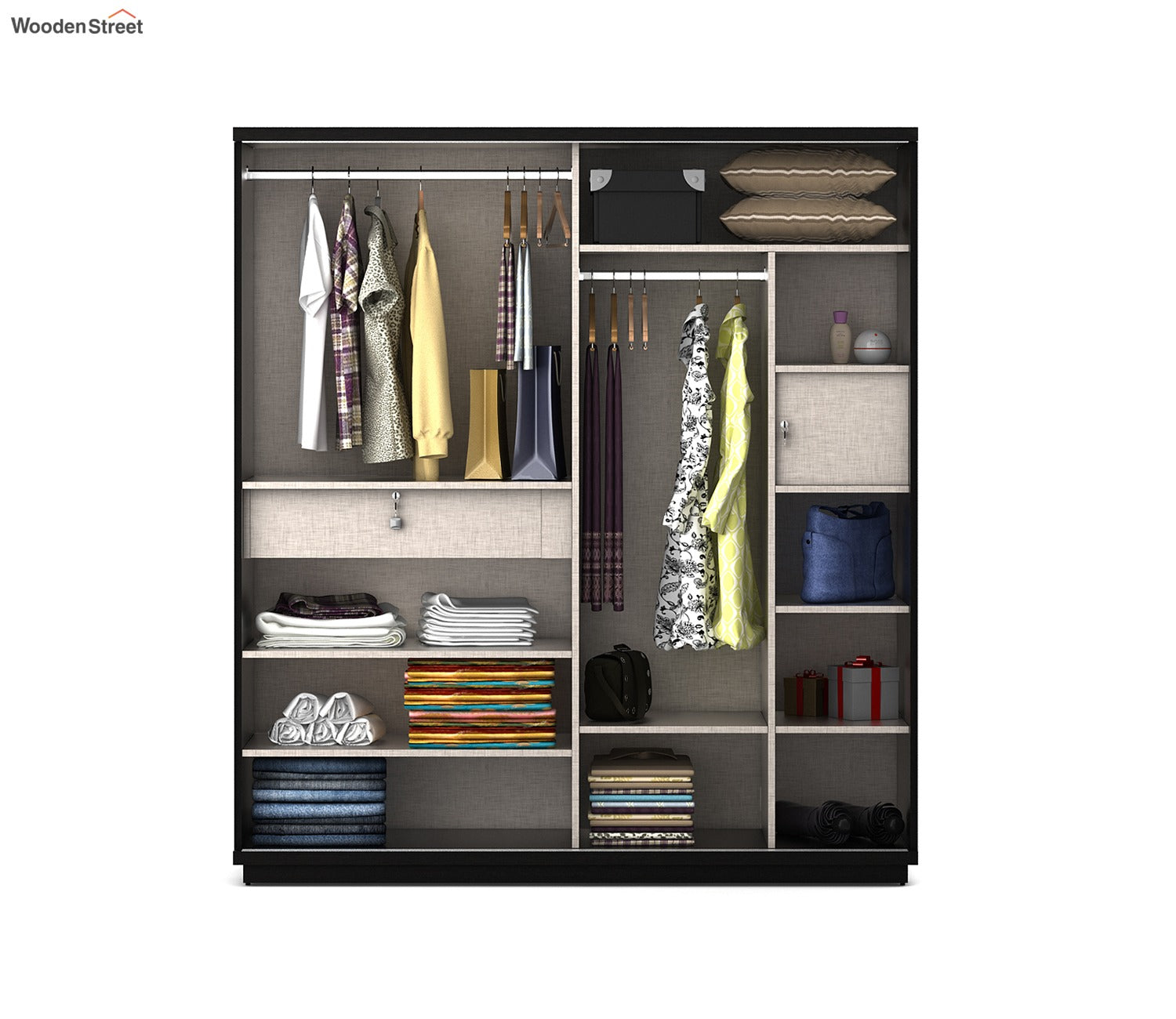 Kosmo Universal 2 Door Sliding Wardrobe (Flowery Wenge Finish)