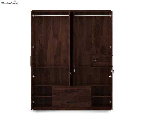 Kosmo Lauren 4 Door Wardrobe Without Mirror (Exotic Teak Finish)