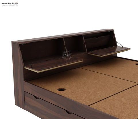 Walken Sheesham Wood Bed with Full Drawer Storage (Queen Size, Walnut Finish)