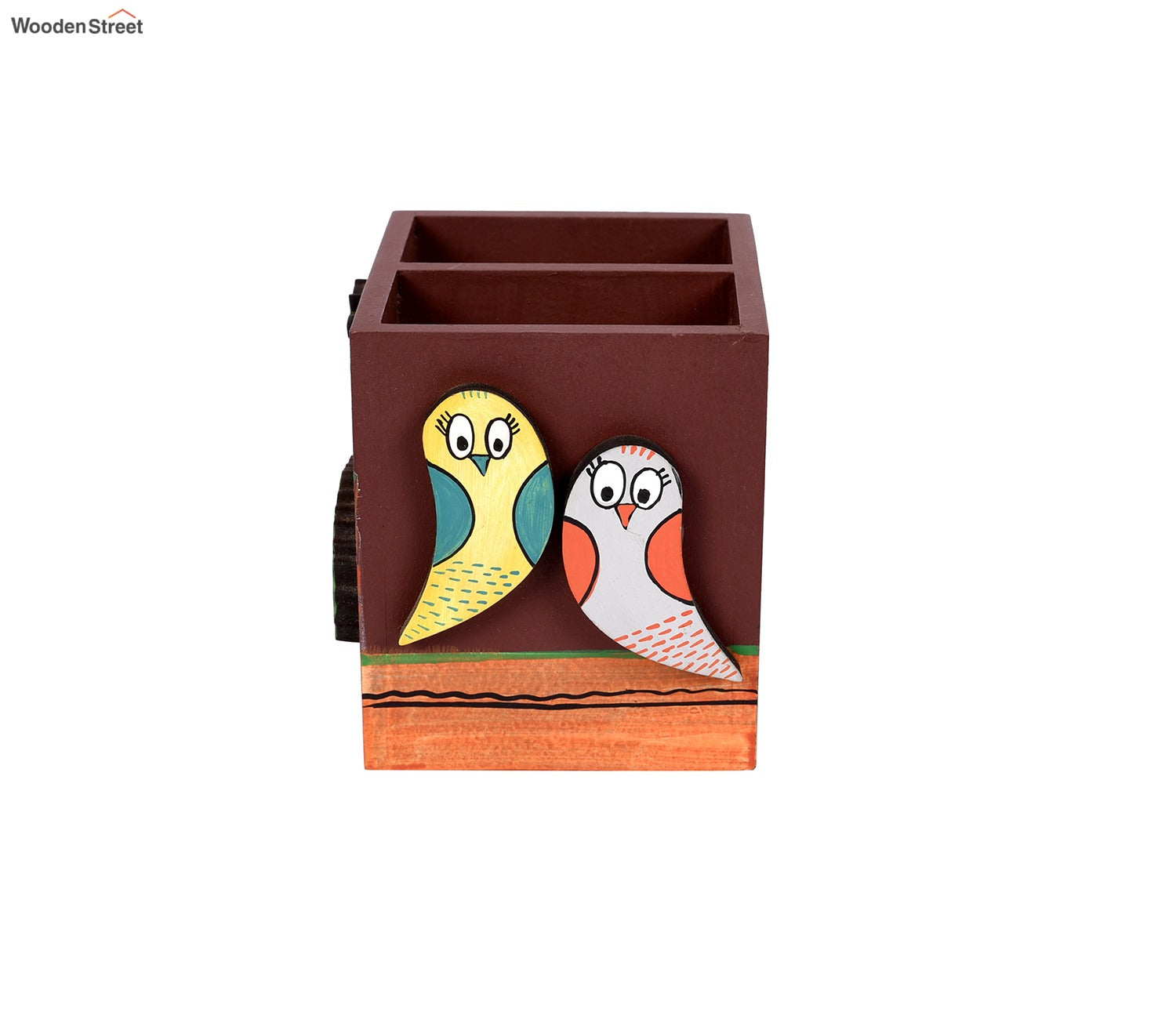 Tribal Art Apalca Motif Wooden Handcrafted Pen Stand