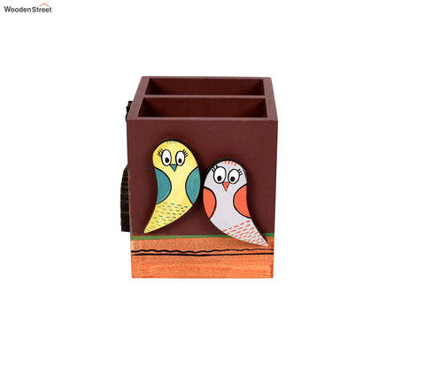 Tribal Art Apalca Motif Wooden Handcrafted Pen Stand