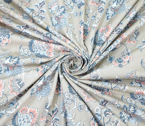 Mehrab Classic Printed King Size Bedsheet (Grey)