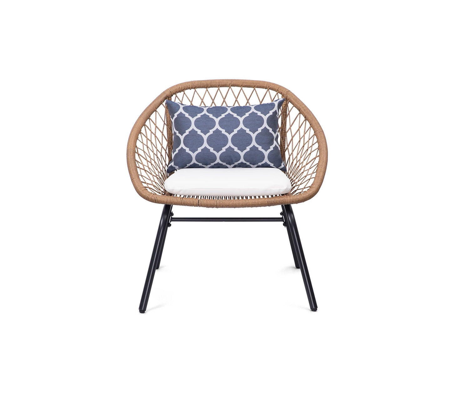 Beige Rope  2 Seater Chair With Table And Off White Cushions Balcony Set