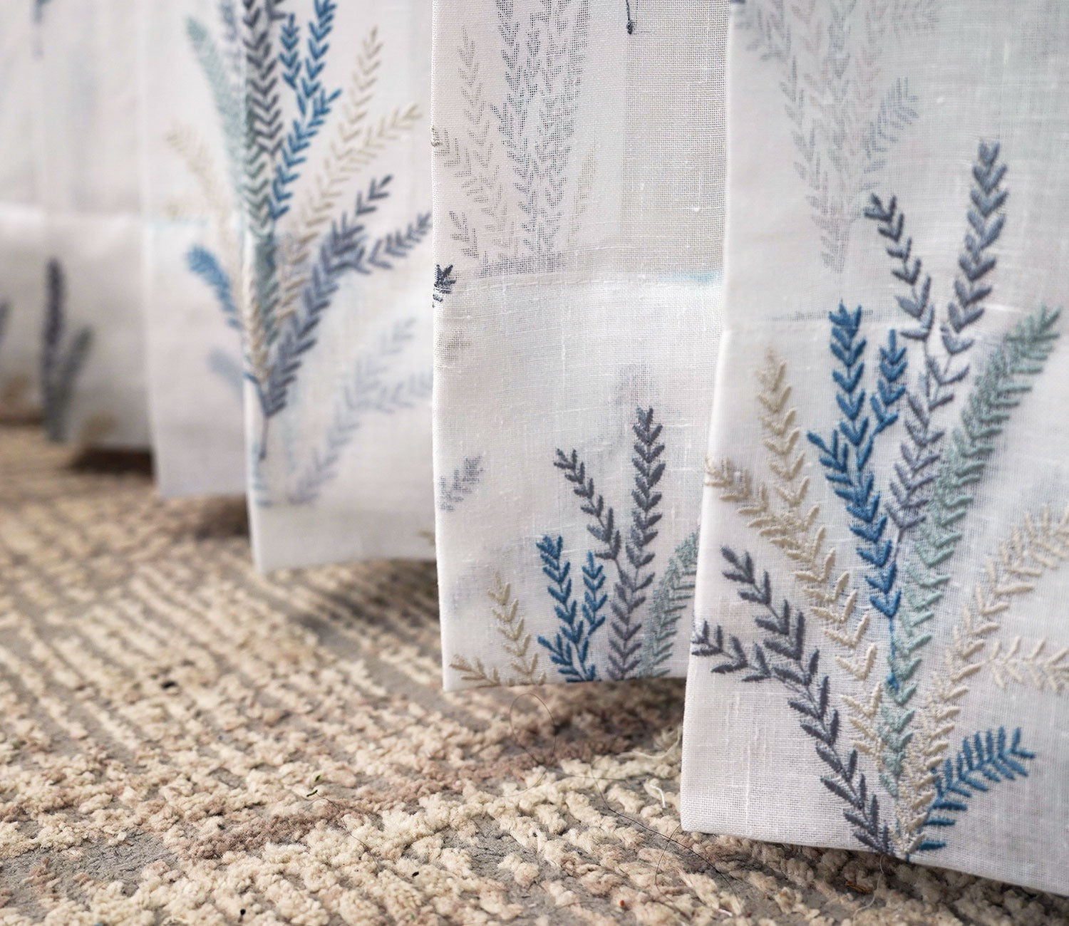 Pampa Door 1 Piece Sheer Curtain (Blue, 7 Feet)