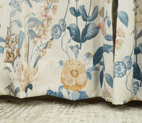 Leafy Floral Print 1 Piece Light-Filtering Curtain (Blue, 7 Feet)