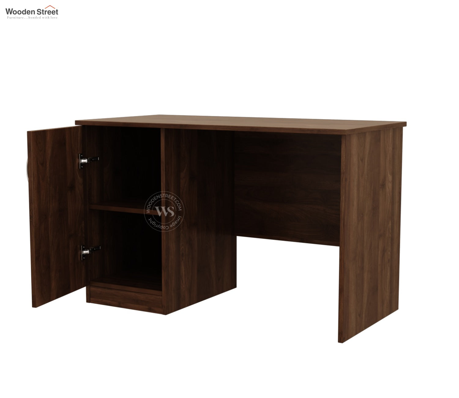 Arc Engineered Wood Study Table With 2 Layer Closed Storage Cabinet (Columbian Walnut Finish)