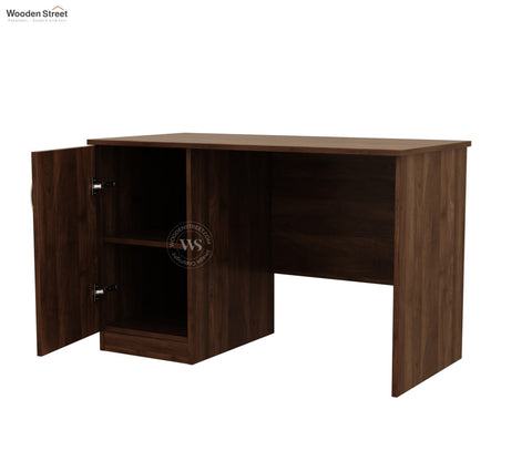 Arc Engineered Wood Study Table With 2 Layer Closed Storage Cabinet (Columbian Walnut Finish)