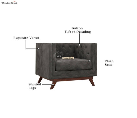 Berlin 1 Seater Sofa (Velvet, Graphite Grey)