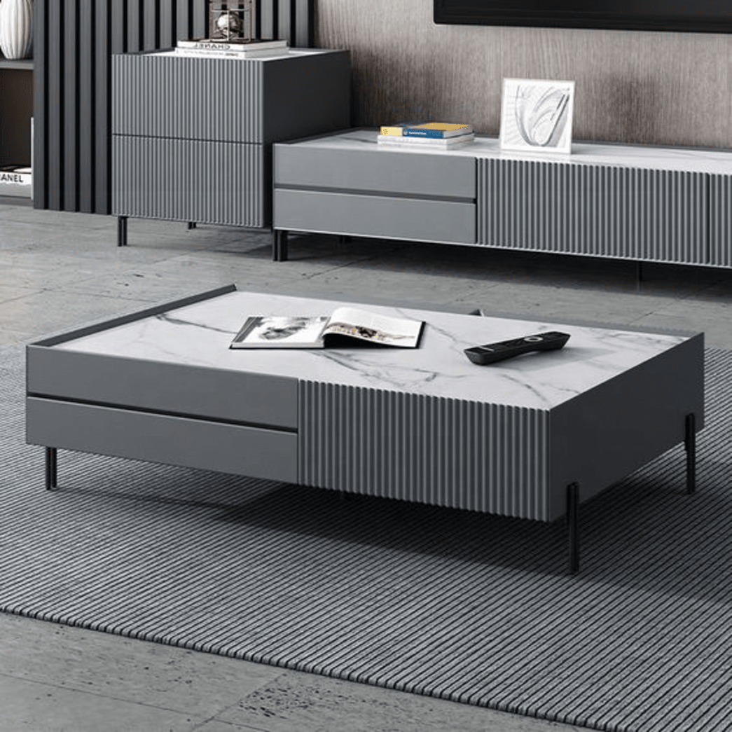 Trueliving Royal Grey Coffee Table Living Room H 14 x W 33 x D 33(5