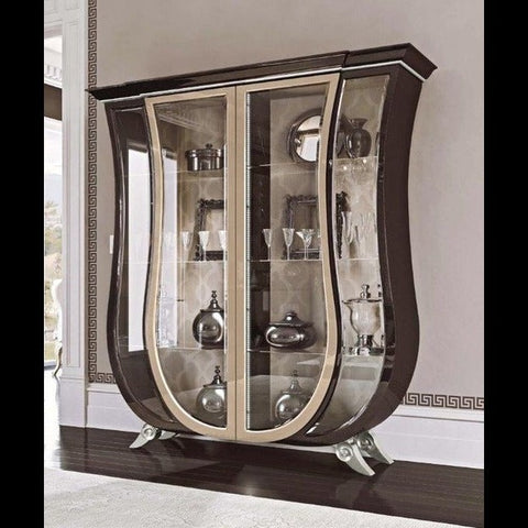 Trueliving Luxury Glass Door Crockery Cabinet 43.2D x 101.6W x 172.7H Centimeters