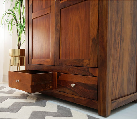 Adolph 2 Door Multi Utility Wardrobe (Honey Finish)