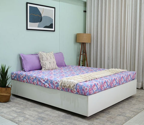 Blossom Celebration Queen Size Bedsheet (Pink)
