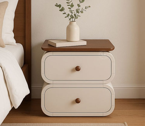Eclare Modern Bedside Table with Drawer Storage (White Finish)