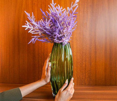 Greenwish Diamnond Textured Vase (Dark Green, L)