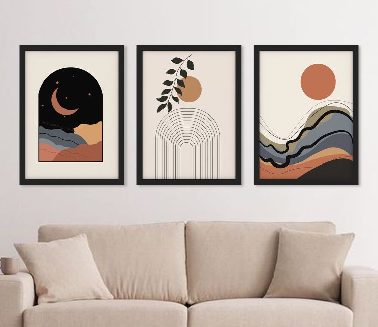 Mid-century Hues of Nature Wall Frame (Rectangle, Black, 18x24 Inch, Matte Paper)