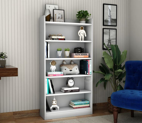 Arcane Engineered Wood Book Shelf With Multiple Storage Space (Frosty White Finish)