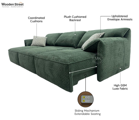 Elden Powered Recliner Sofa with Extendable Seating (Green)