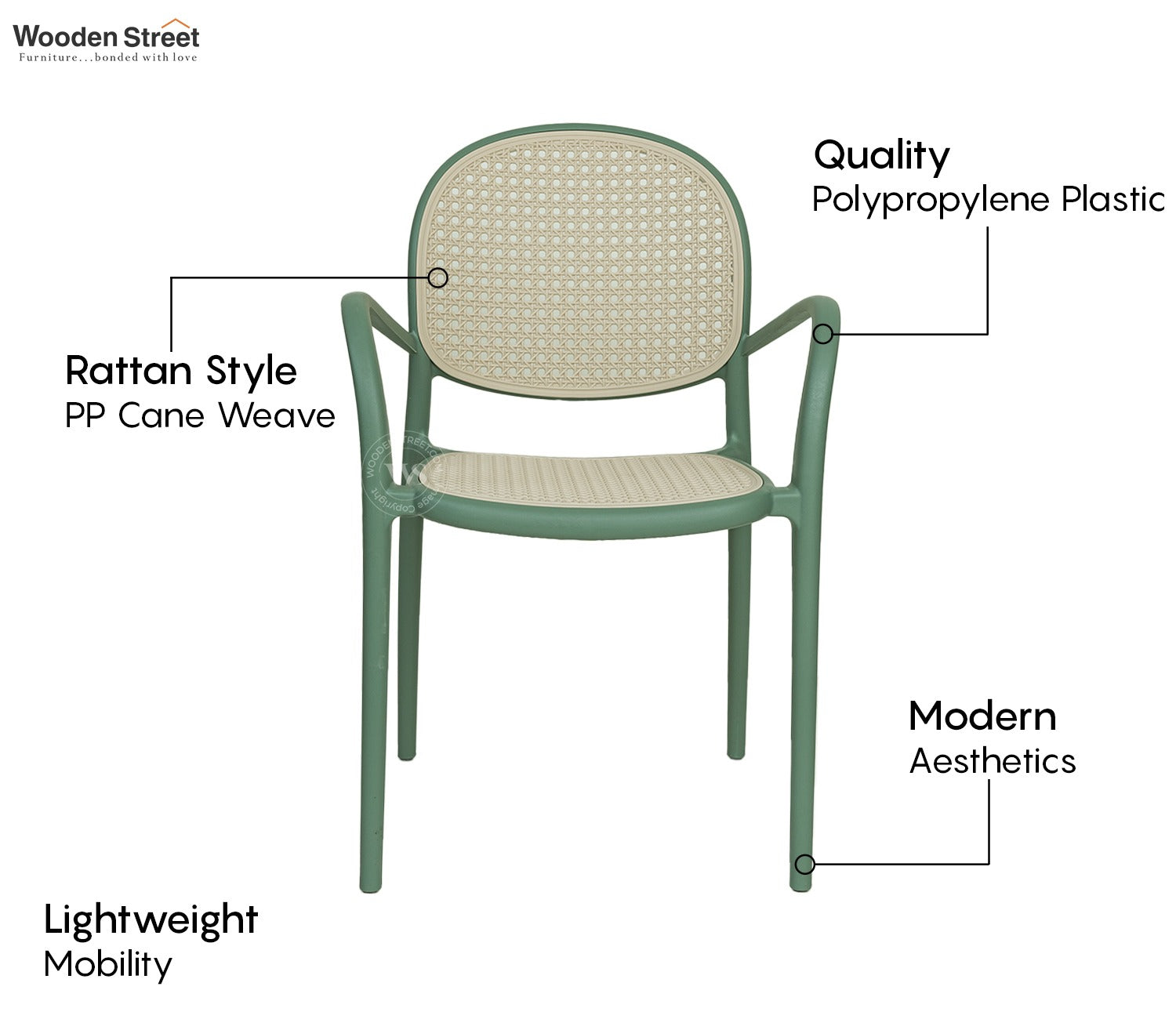 Avelis Premium Outdoor Chair with Rattan-Style Weave & PP Durability (Green)