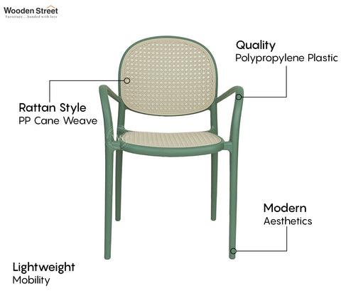 Avelis Premium Outdoor Chair with Rattan-Style Weave & PP Durability (Green)