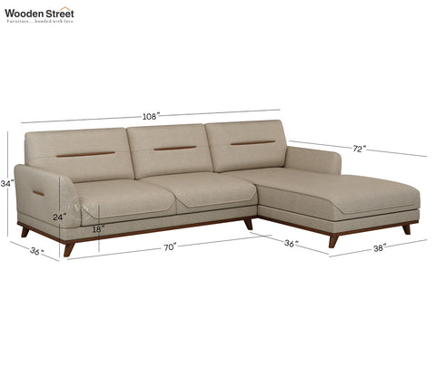 Alvaro L Shape 4 Seater Sofa with Wooden Accents (Cottage Ivory)