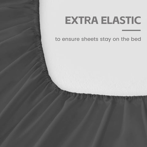 LINENOVA King Single Fitted Sheet – Ultra Soft 1800TC Double Brushed Microfiber, Deep Pocket Fits Mattresses up to 40cm – 1 Piece -Dark Gray