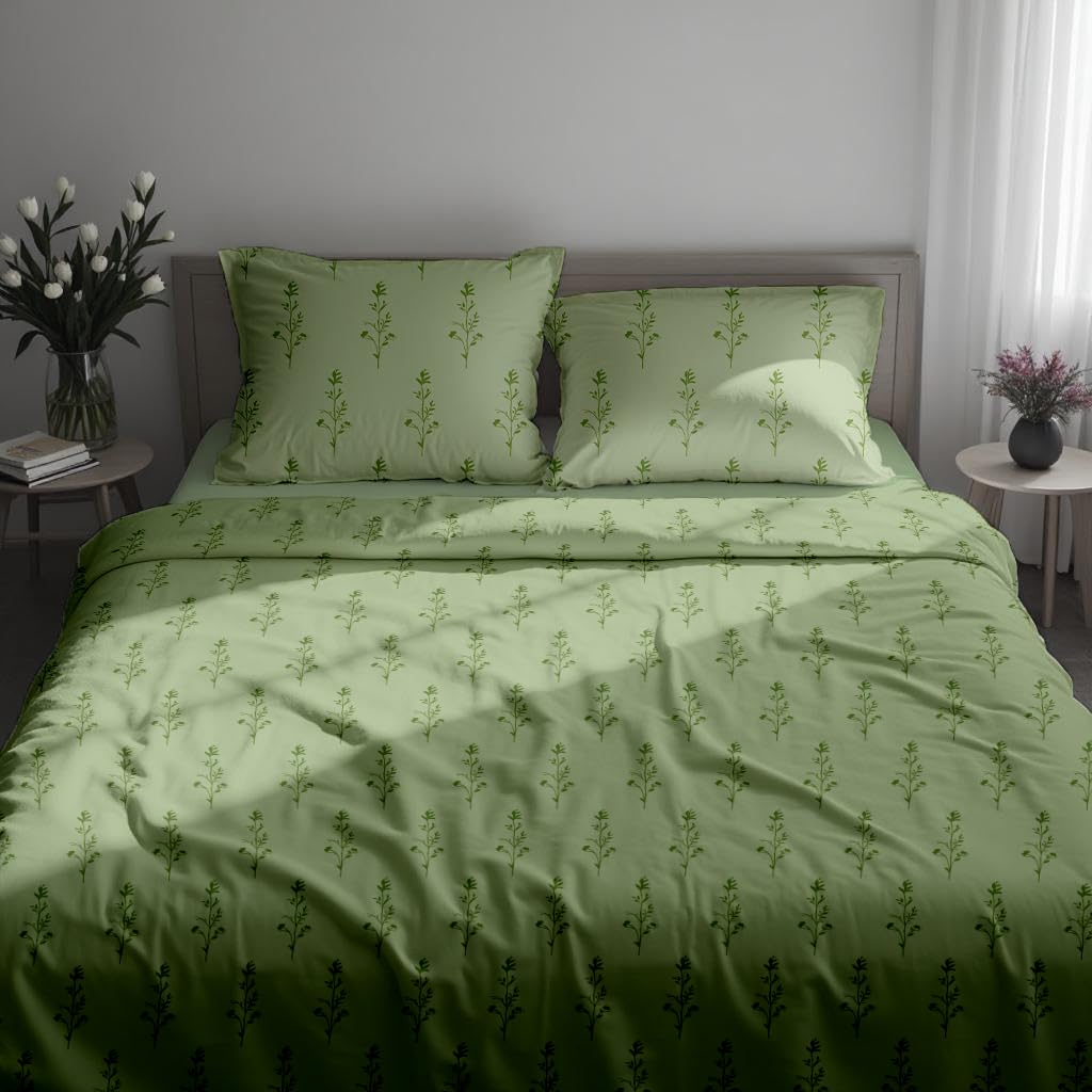 LINENCART Bamboo King Size Bedsheet with 2 Pillow Covers | 100x106 in | 300 TC Floral Printed Bedsheet for Double Bed King Size | Ultra Soft & Anti-Microbial King Size Bed Sheet | Pack of 1, Aqua Blue