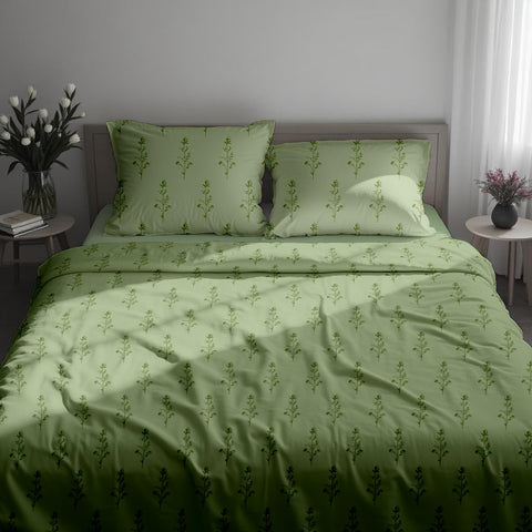 LINENCART Bamboo King Size Bedsheet with 2 Pillow Covers | 100x106 in | 300 TC Floral Printed Bedsheet for Double Bed King Size | Ultra Soft & Anti-Microbial King Size Bed Sheet | Pack of 1, Aqua Blue