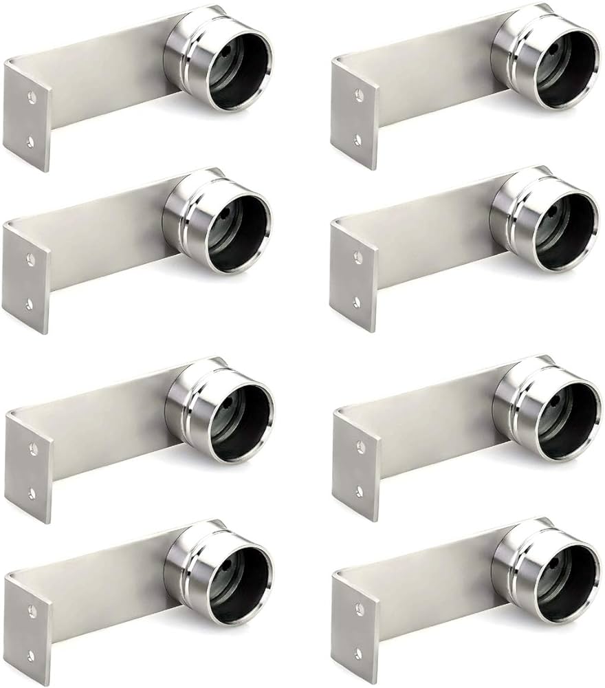 First Lot Stainless Steel Wall Mount Concealed Heavy Long Band Curtain Rod & Ceiling Holder Brackets for Door & Windows PacK