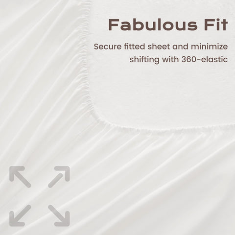 LINENOVA Luxury Cotton Blend Fitted Sheet Only- Soft & Breathable Single Size Fitted Sheet with 40cm Deep Pocket - Shrinkage & Fade Resistant - White(1 Piece)