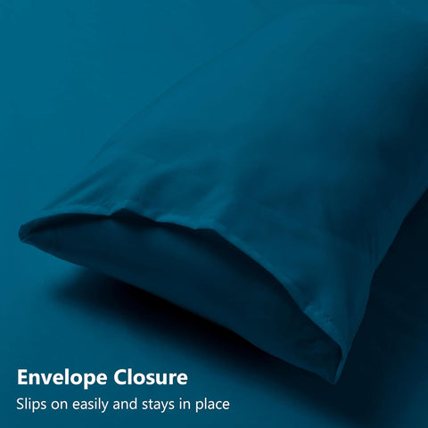 LINENOVA Standard Pillowcase Set of 2, Cooling Rayon from Bamboo Pillow Cases, 2000 TC Ultra Soft & Breathable Envelope Pillow Cover, Moisture-Wicking for Hot Sleepers(Biscay Blue, 48 * 74cm)