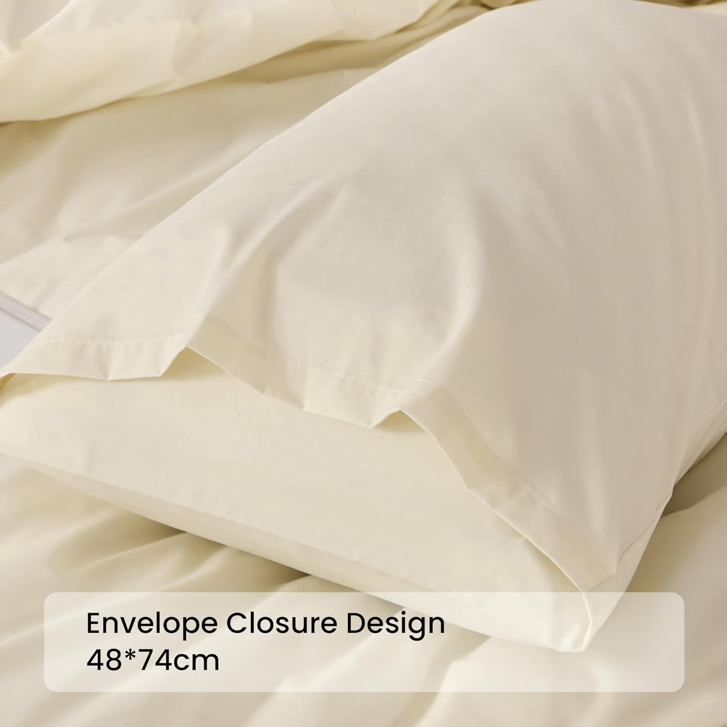 LINENOVA 100% Cotton Queen Quilt Cover Set Breathable Moisture Wicking All Season Hotel Inspired Duvet Cover with Pillowcase 3 Piece Cream